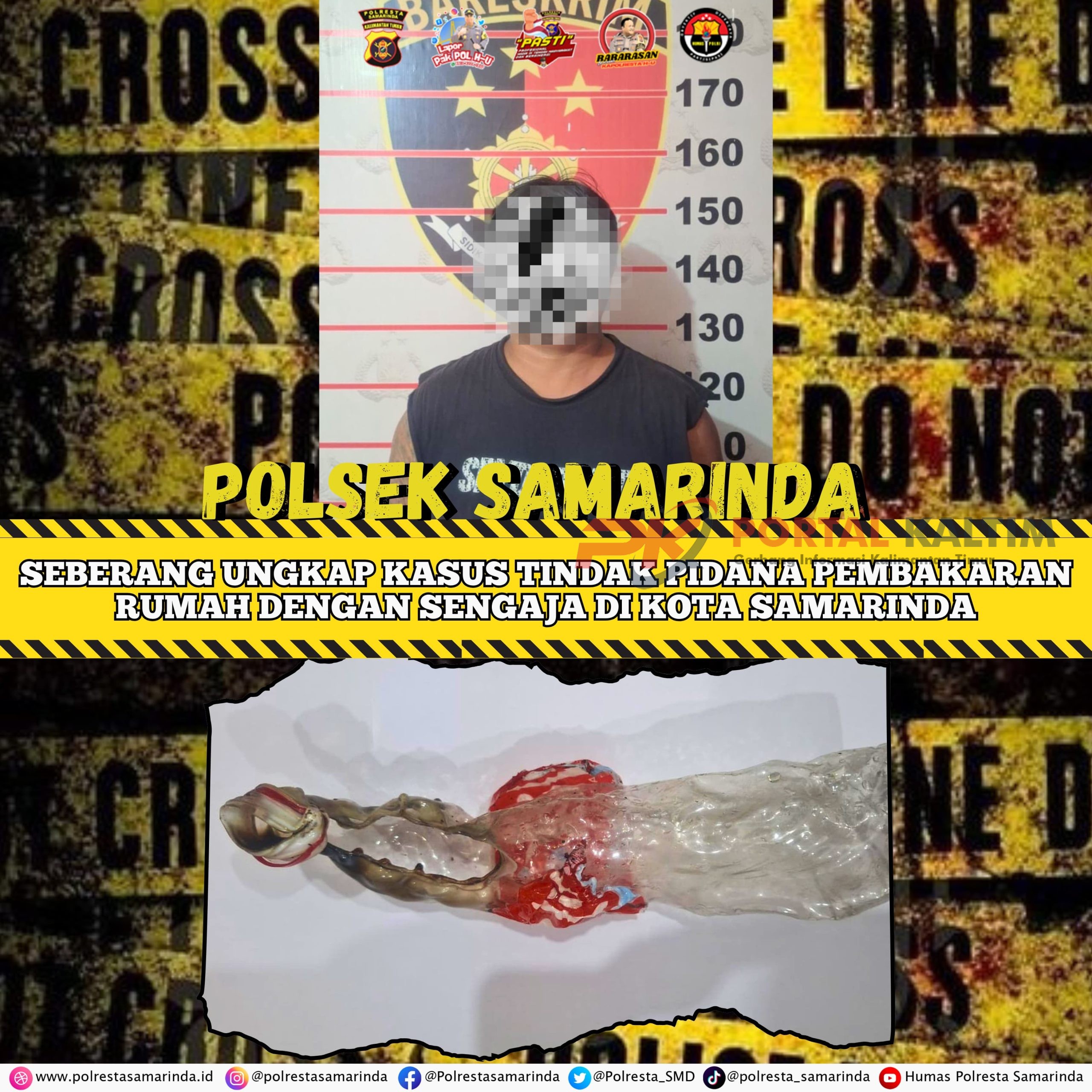 Polsek Samarinda Seberang tabgkap pelaku pembakaran rumah di Jalan Sultan Hasanuddin, Gang Langgar, Baqa.