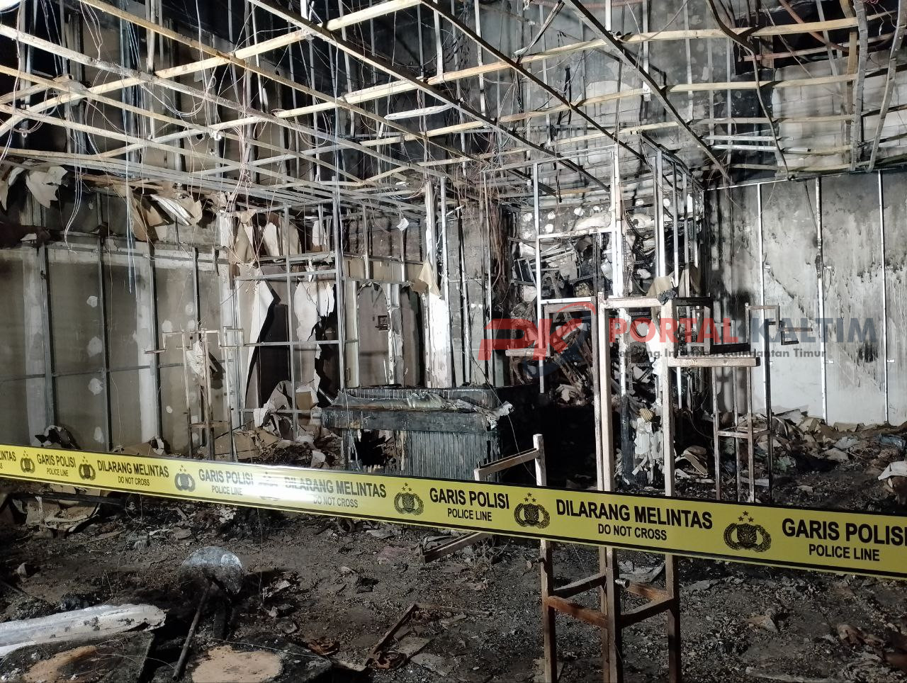 Lokasi pasca-kebakaran di Toko Origin Big Mall Samarinda