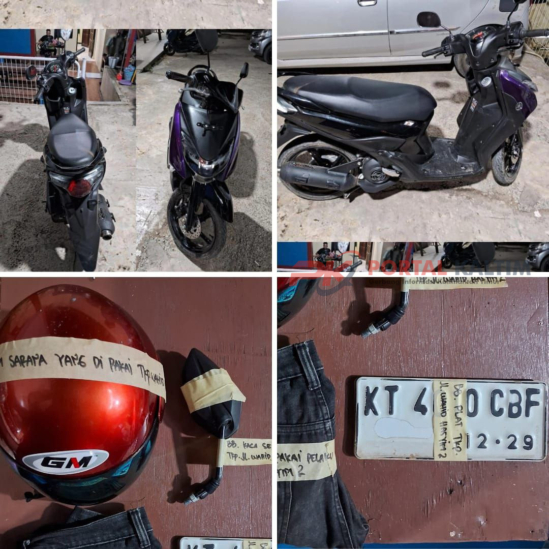 Barang bukti dalam aksi curanmor di Sempaja Barat, Samarinda, yang disita Polsek Sungai Pinang