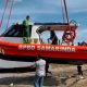 Speedboat rescue milik BPBD Samarinda dengan material aluminium dan dua mesin outboard, disiapkan untuk operasi penyelamatan di perairan Sungai Mahakam.