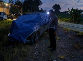 Kondisi Xenia yang rusak parah sebagai barang bukti