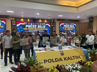 Konferensi Pers hasil Operasi Antik Mahakam 2026, di Gedung Mahakam Polda Kaltim.