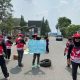 Tim Reaksi Cepat Perlindungan Perempuan dan Anak (TRC PPA) Kaltim saat mengikuti aksi kemanusiaan menuntut penanganan serius karhutla di Kantor Gubernur Kaltim.